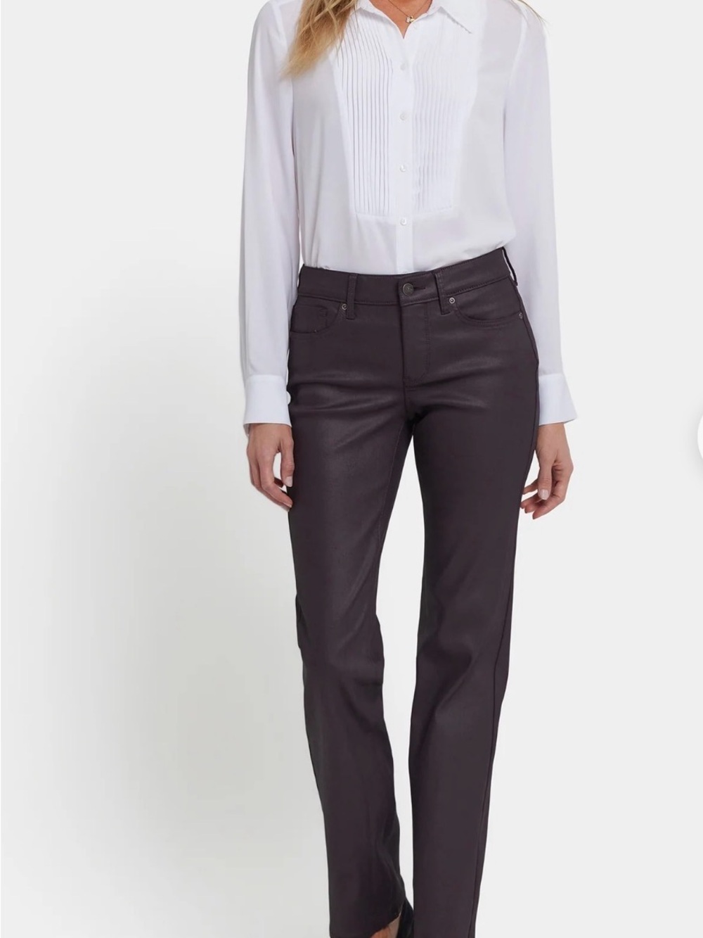 NYDJ Women’s Coated Straight-Leg Jeans in Dark Brown